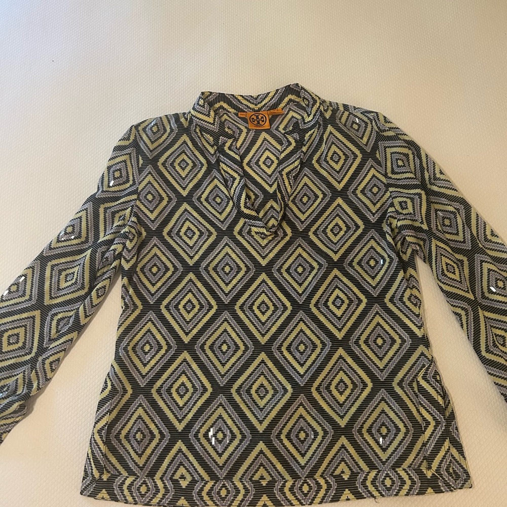 Tori Burch Geometric ‘Sparkle’ Pattern Long Sleeve Tunic Top